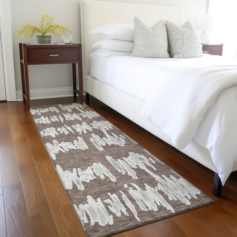 Machine Washable Indoor/ Outdoor Chantille Abstract Contemporary Rug