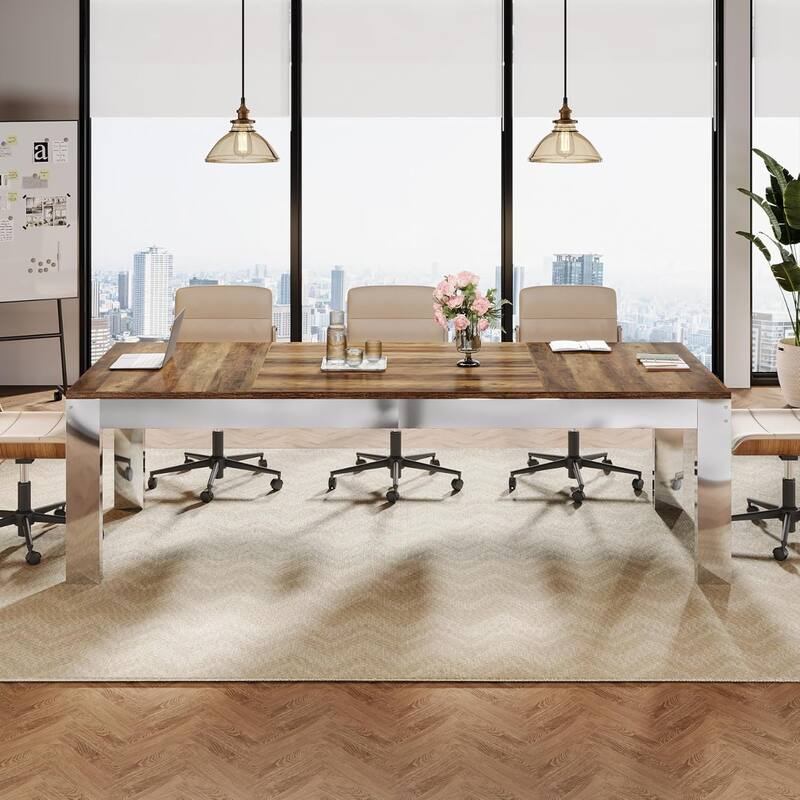 6.5FT Conference Table for 8-10 People, Modern Meeting Table for Office Conference Room