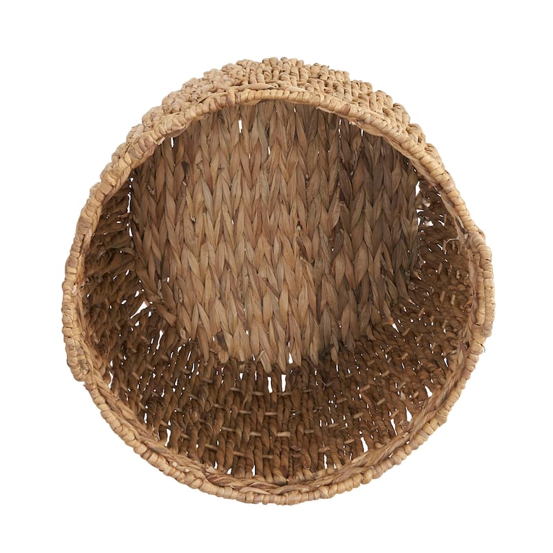 Household Essentials Decorative Woven Wicker Floor Basket with Handles - 17.70'' x 17.70'' x 19.70''