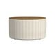 preview thumbnail 29 of 59, HomePop Round Storage Ottoman table with Wood Top