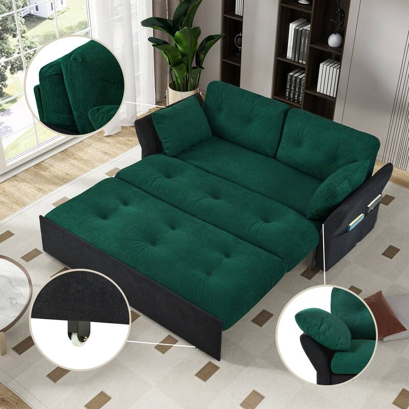 3-in-1 Convertible Sleeper Couch, chenille Loveseat Sofa