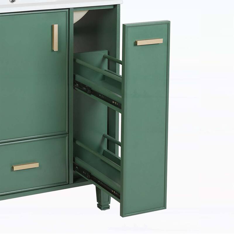 Freestanding Vanity Set with Door Shelf,Deep Drawer,2-Tier Pull-Out Basket