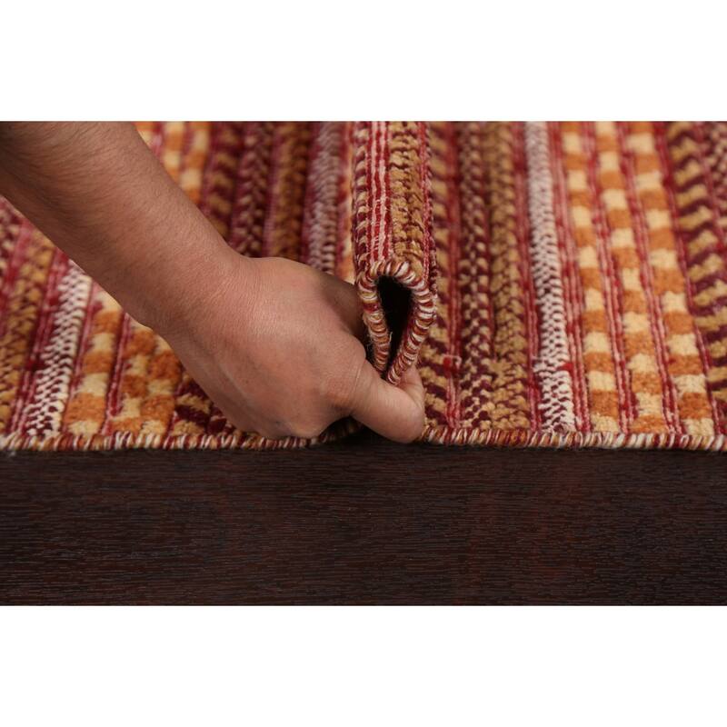 Geometric Striped Oriental Gabbeh Kashkoli Wool Area Rug Hand-knotted - 2'6" x 3'11"