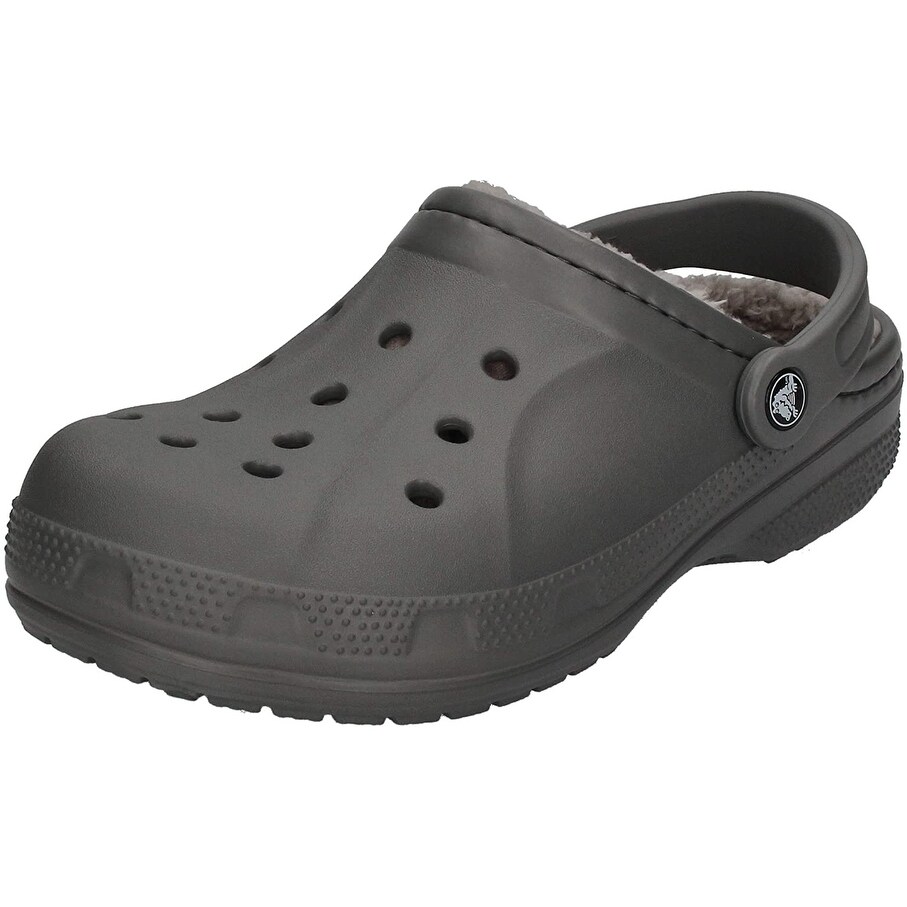 grey fur crocs