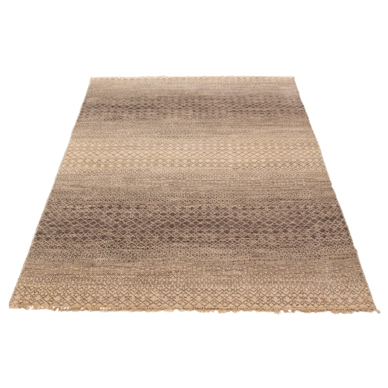 ECARPETGALLERY Hand-knotted Silk Shadow Grey Wool Rug - 5' 11" x 8' 11"