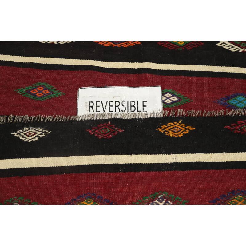 Hand Woven Oriental 100% Wool Carpet Southwestern Tribal Multi-Colored Kilim Area Rug - 10' 1'' X 5' 6''