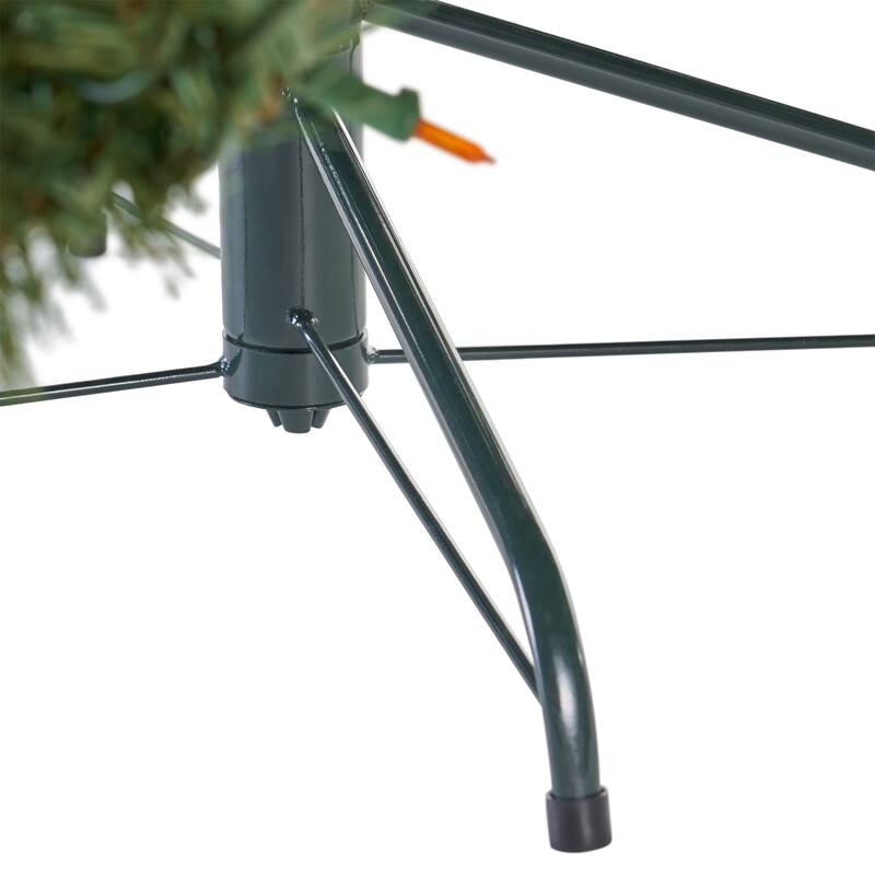 7-Foot Pre-Lit Noble Hinged Christmas Tree with 500 MultiLights-UL, 48" Wide, Sturdy Iron Stand, & Assembly Guide
