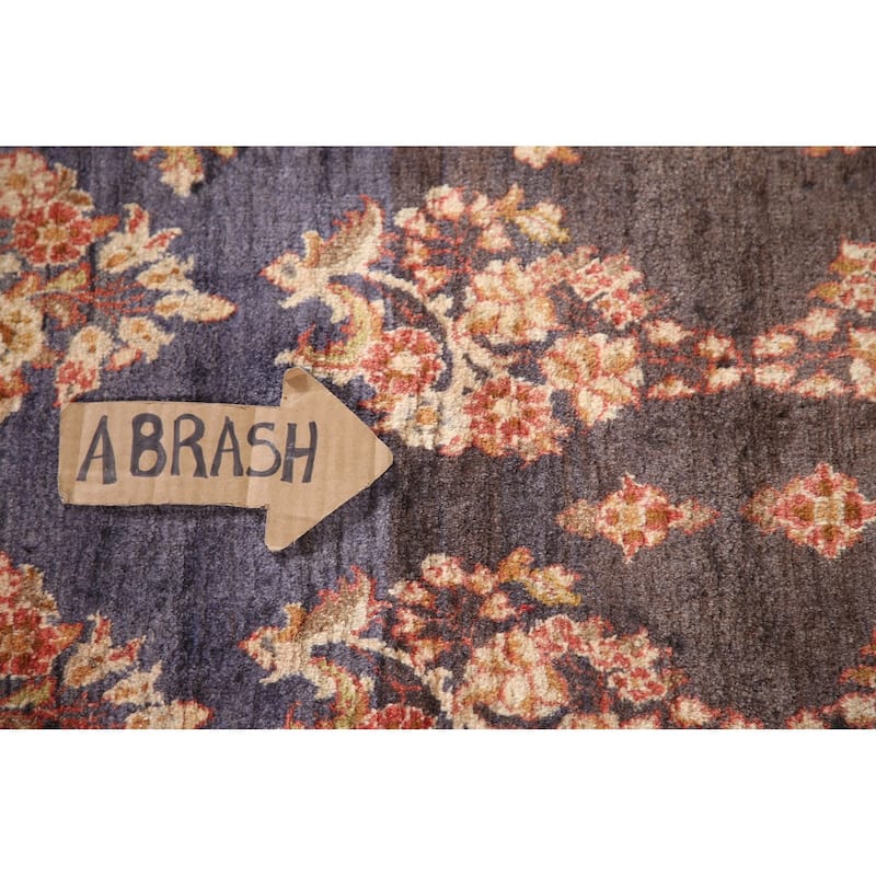 All-Over Floral Sarouk Persian Vintage Rug Hand-knotted Wool Carpet - 3'10"x 4'10"