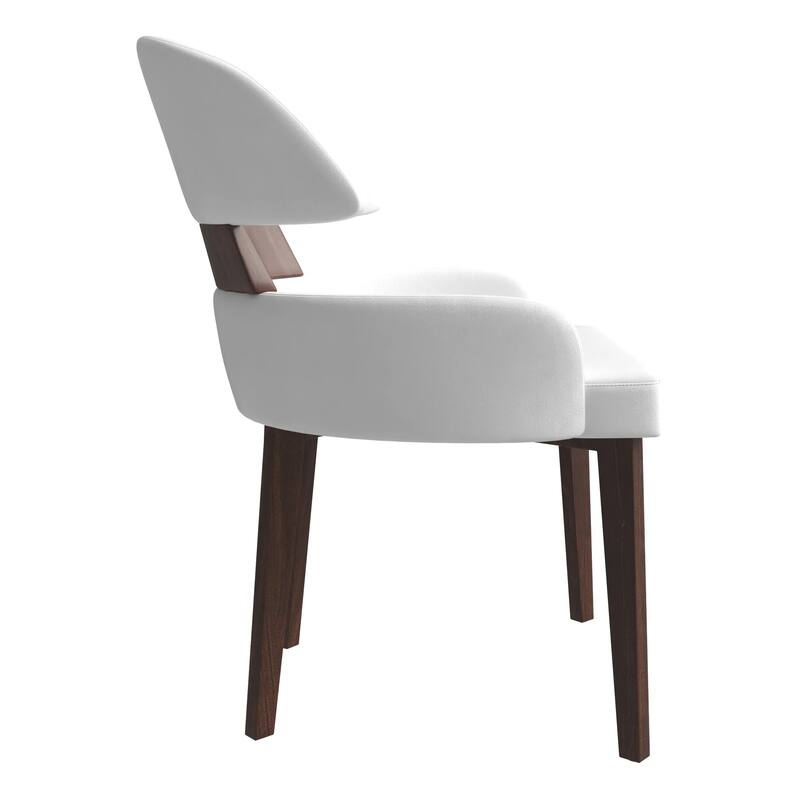 Ethos Leather Dining Chair with Rubberwood Legs Curved Back Accent Chair for Kitchen and Dining Room Set of 2