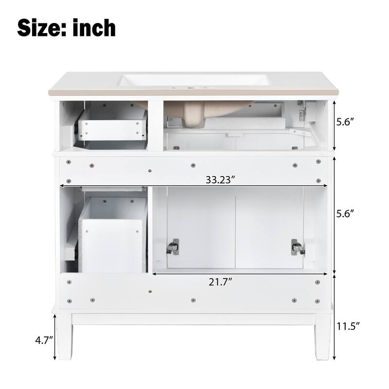 36" Modern Bathroom Vanity with Ceramic Sink