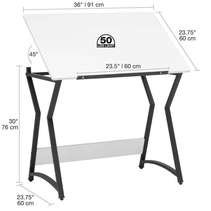 Hourglass Craft Table, Angle Adjustable Top Drafting Desk