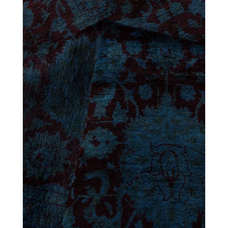 Overton Hand Knotted Wool Vintage Inspired Modern Contemporary Overdyed Blue Area Rug - 8' 2" x 10' 4"