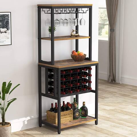 Freestanding Wine Rack with Glass Holder and Wine Storage