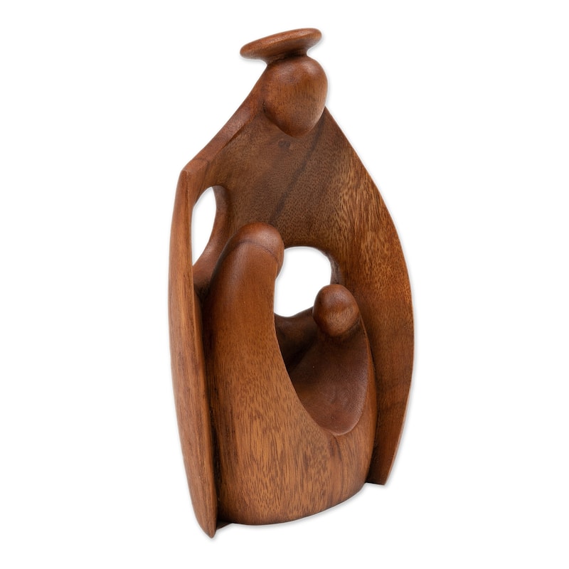Novica Handmade Happiest Mother Wood Sculpture