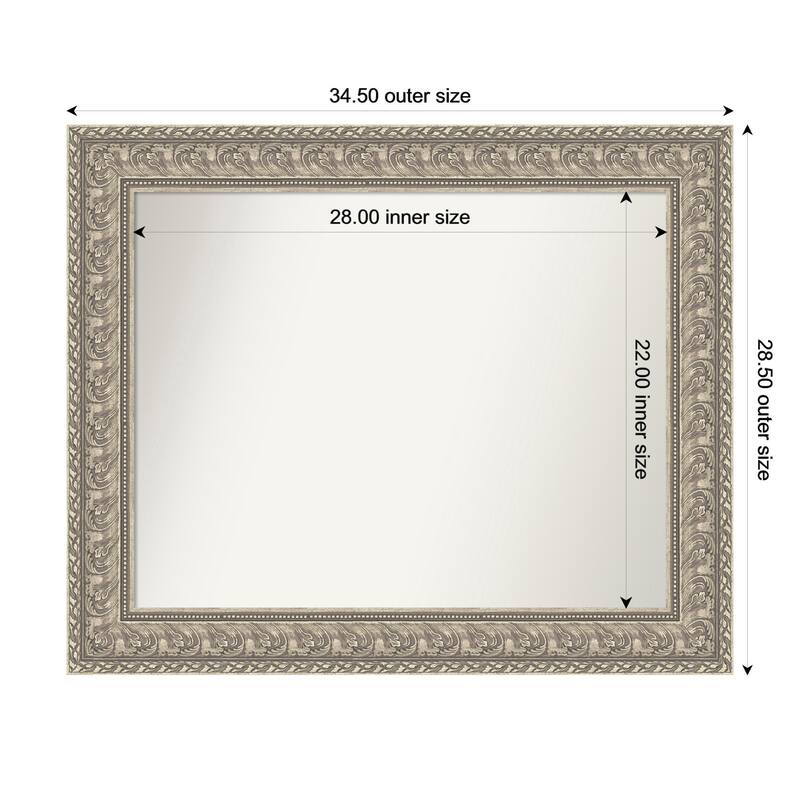 Sydney Silver Non-Beveled Framed Bathroom Vanity Wall Mirror - Sydney Silver - 35 x 29 in