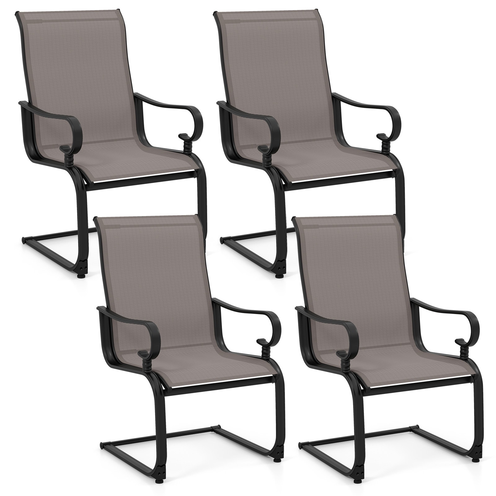 Gymax Patio Dining Chairs Set of 4 C-Spring Motion Patio Chairs w/