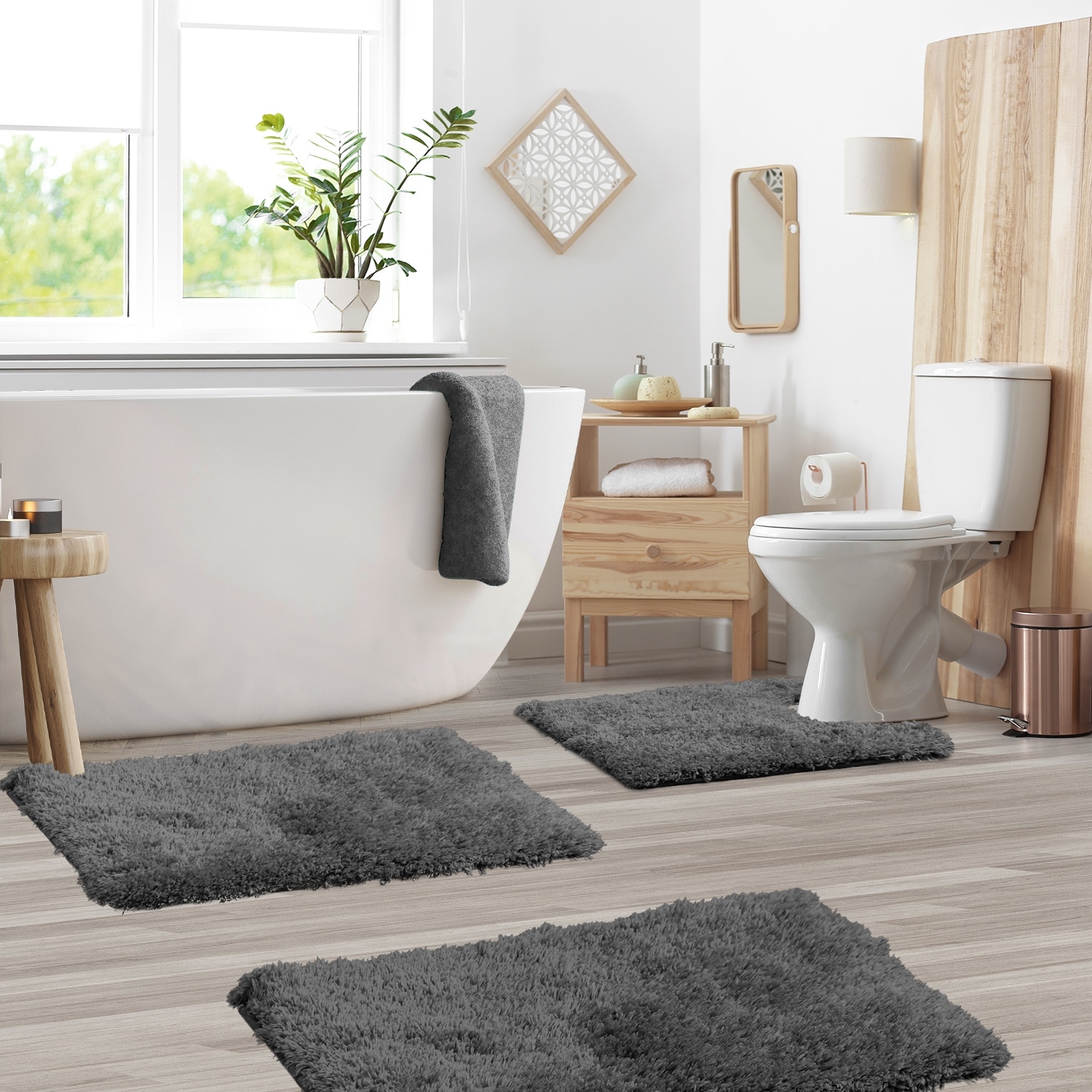Porch & Den Lorena Shaggy/ Non-slip Rubber Backed Bath Rug Set