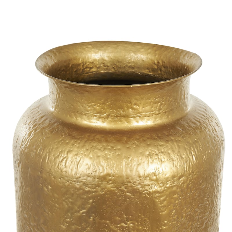 Metal Tall Textured Hammered Floor Decorative Vase - Gold - Roche River Decor