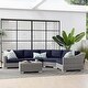 preview thumbnail 22 of 41, Conway Outdoor Patio Wicker Rattan 5-Piece Sectional Sofa Furniture Set Navy/Blue