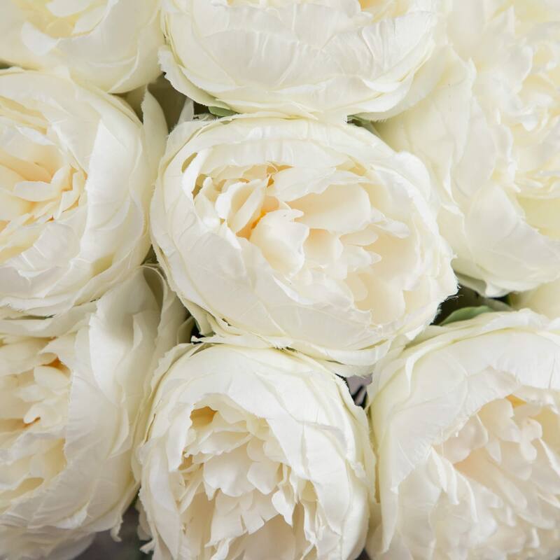 15-in Artificial Peony Arrangement in Glass Vase