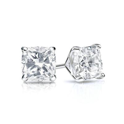 Auriya 14k Gold 3/4ctw Cushion Cut Diamond Stud Earrings (H-1, SI1-SI2)