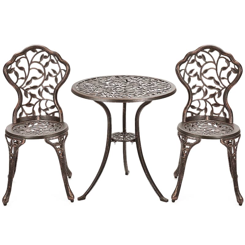 3 Pieces Outdoor Bistro Set Patio Furniture Set Table and Chairs Set - Bronze