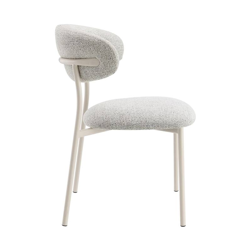 Set of 2 Upholstered Dining Chair in Gray and Beige