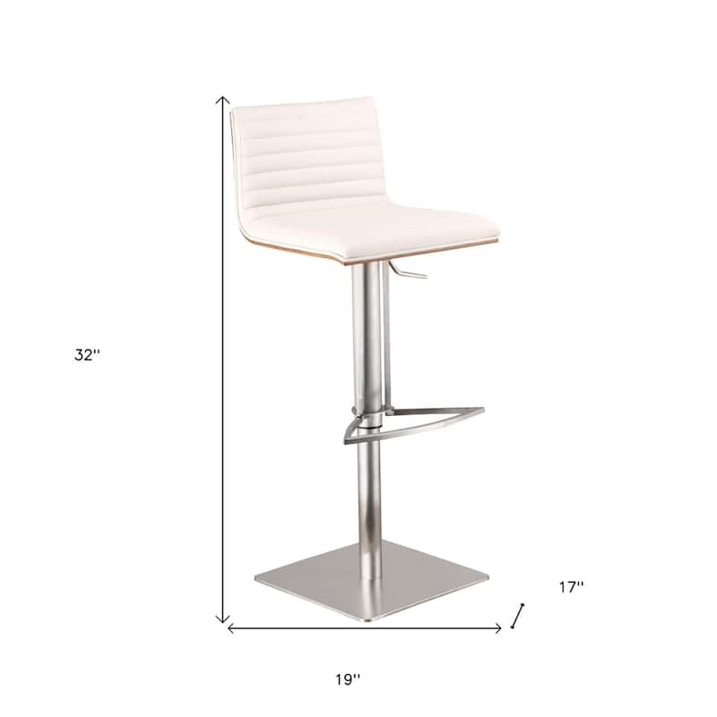 22-inch Adjustable Height Swivel Bar Fabric Seat Stool with Low Back Footrest and Metal Frame for Kitchen - 43"H x 16"W x 17"D