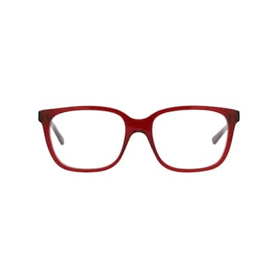 Balenciaga Square-Frame Acetate Optical Frames, Transparent Lens, Shiny Transparent Bordeaux Frame
