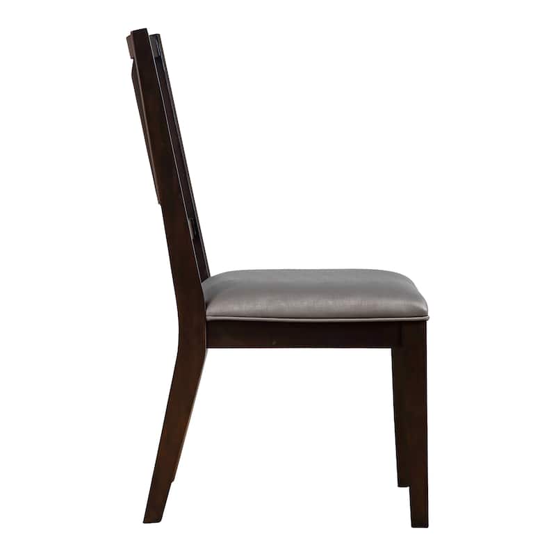 Furniture of America Chase Modern Dining Side Chairs with Faux Leather Seat Cushions (Set of 2)