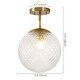 preview thumbnail 7 of 9, Rennnsan 1-Light Modern Clear Grid Glass Semi Flush Mount Ceiling Light for Bedroom and Hallway - 9.8" W x 15" H