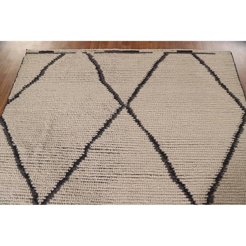 Moroccan Area Rug Handmade Wool Carpet - 6'1"x 8'9"