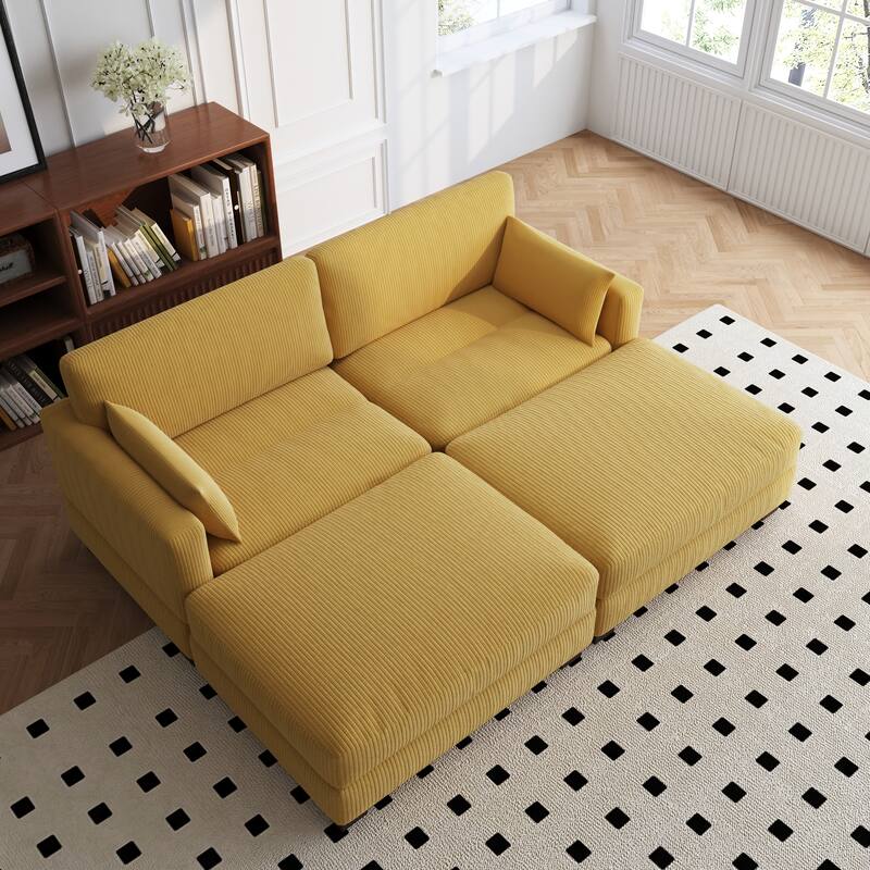 88" Convertible Larger Couch Modular Sectional Sofa Set - Orange Set