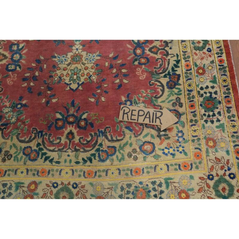Hand Knotted Oriental 100% Wool Carpet Traditional Floral Pink Tabriz Area Rug - 6' 11'' X 4' 3''