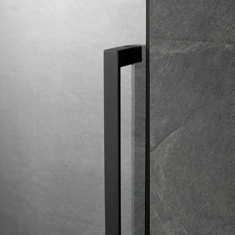 Serene Valley 68 x 74 Inch Square Rail Frameless Sliding Shower Door, Black - 68 x 74 inches