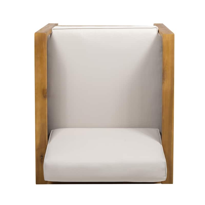 Christopher Knight Home Outdoor Acacia Wood Club Chair with Wicker Accents
