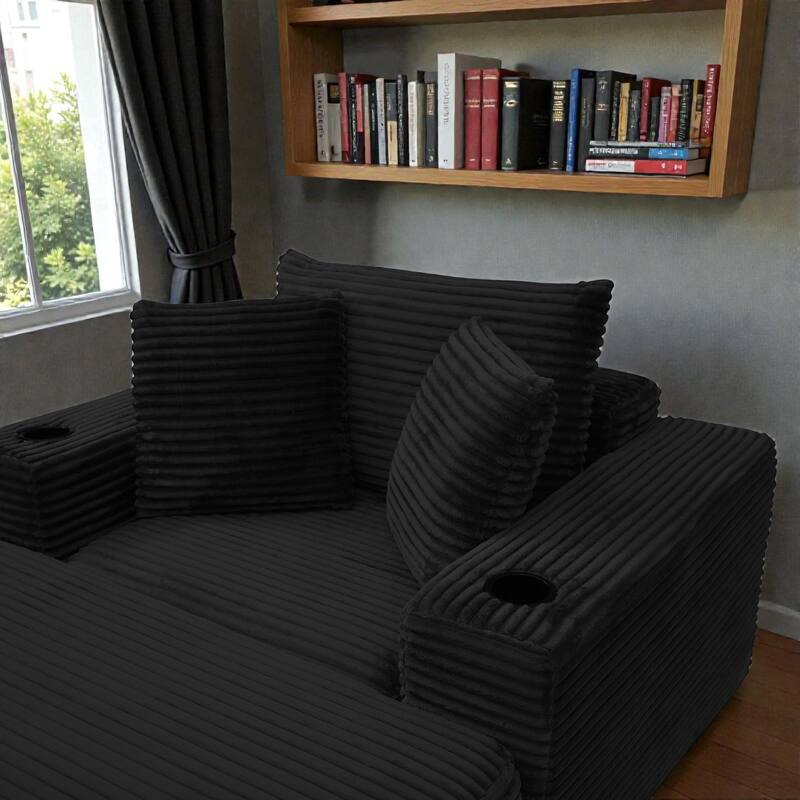 52.4" Boneless Chaise Lounge Chair, Corduroy Modular 3 in 1 Sofa Bed, Cloud Sleeper for Living Room Bedroom