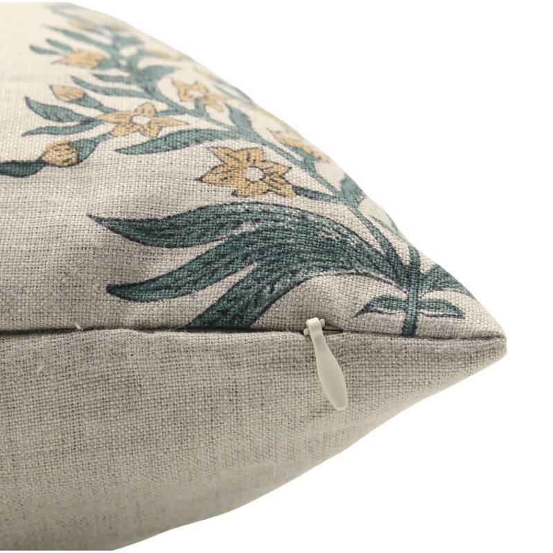 Fabdivine Polka Dots Grey Pure Linen Cushion Cover Soft, 12x20 Inches Handmade Block Print Bedroom or Farmhouse Décor, Shivri