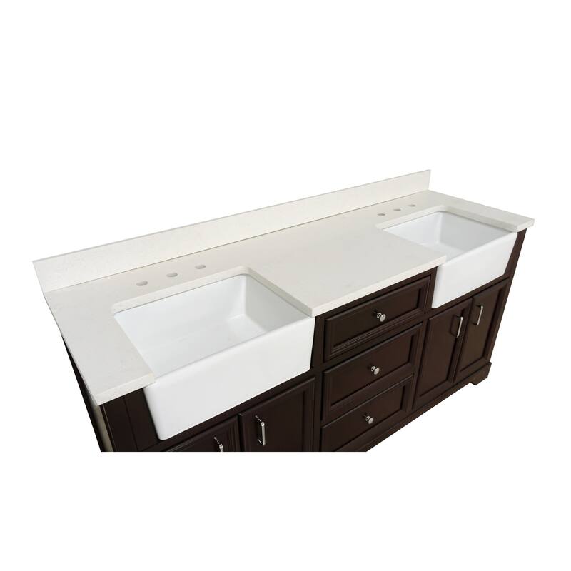 KitchenBathCollection Zelda 72" Double Farmhouse Vanity with Quartz Top
