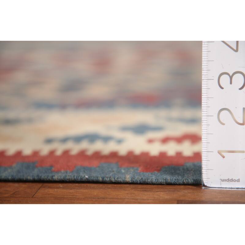 Geometric Kilim Persian Vintage Rug Flatweave Wool Carpet - 6'7"x 10'9"