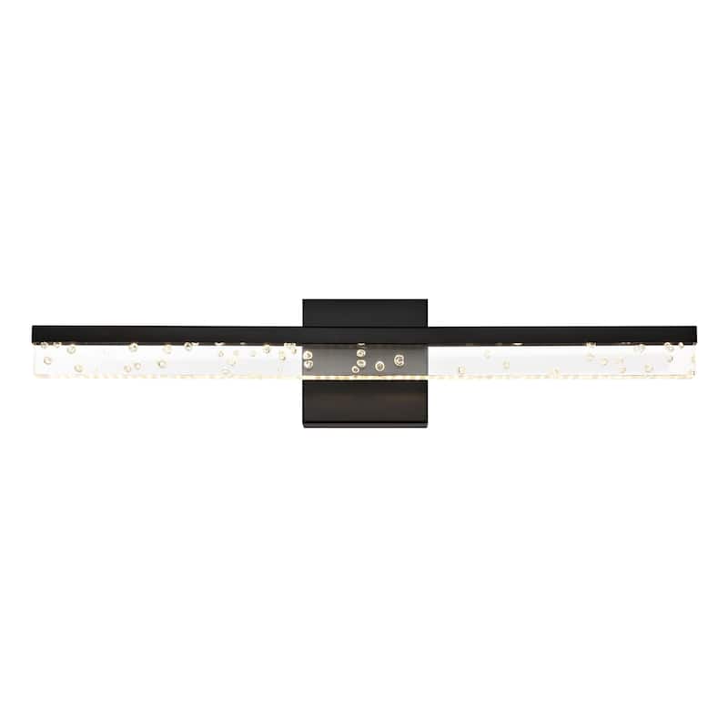 Baxter 22" 1-Light Modern Contemporary 360-Degree Rotatable Iron/Seeded Acrylic Integrated LED Vanity Light, by JONATHAN Y