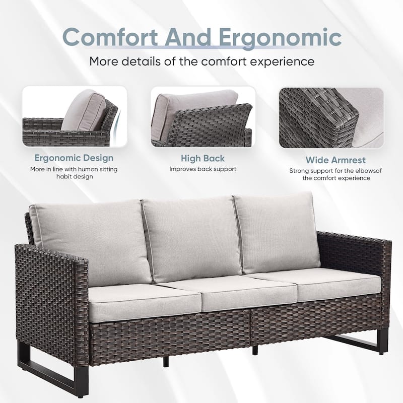 Outdoor Sofa with Swivel Rocker Chairs and Fire Pit Table
