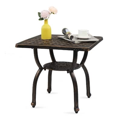 Cast Aluminum Outdoor Side Table Anti-Rust Outdoor Square End Table