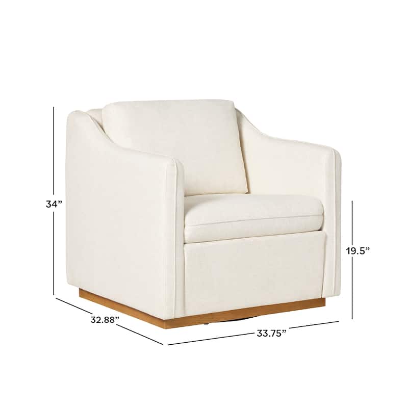 Walker Edison Modern Farmhouse Upholstered Linen Swivel Armchair