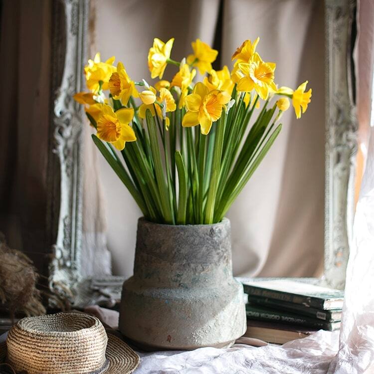 RusticReach Yellow Faux Daffodil Flower Stem 19" Tall