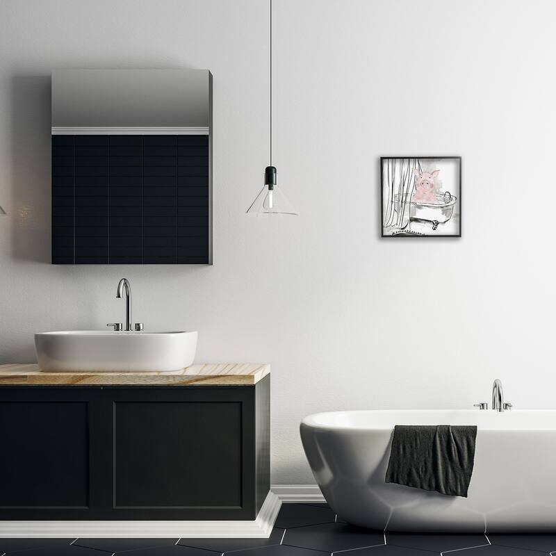 Stupell Minimal Bathtub Piggy Framed Giclee Art Design By Carol Robinson