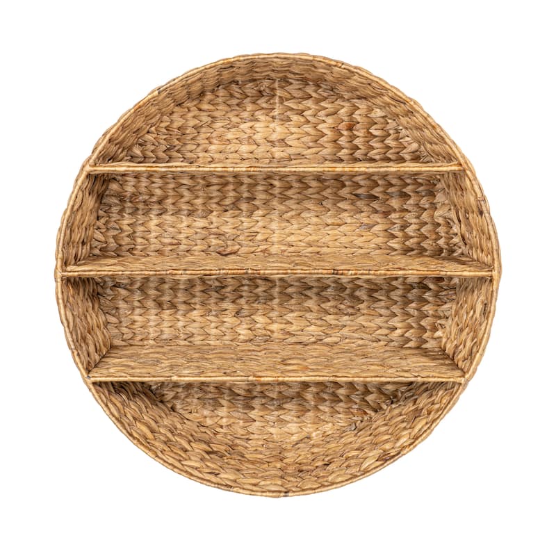 happimess 24.5" 3-Shelf Circular Handwoven Hyacinth Wall Rack