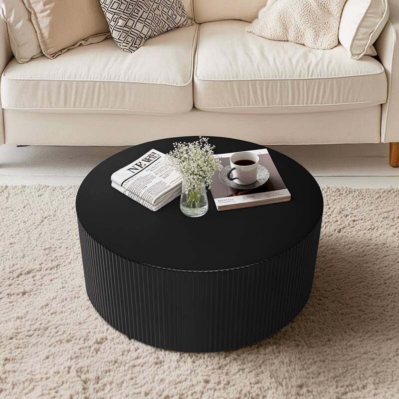 35.83" Stylish and Minimalist Wave Stripe Coffee Table, Modern Round Coffee Table for Living Room, Bedroom