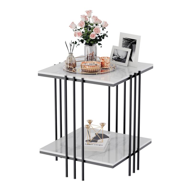 Square Sintered Stone Side Table, Modern End Table