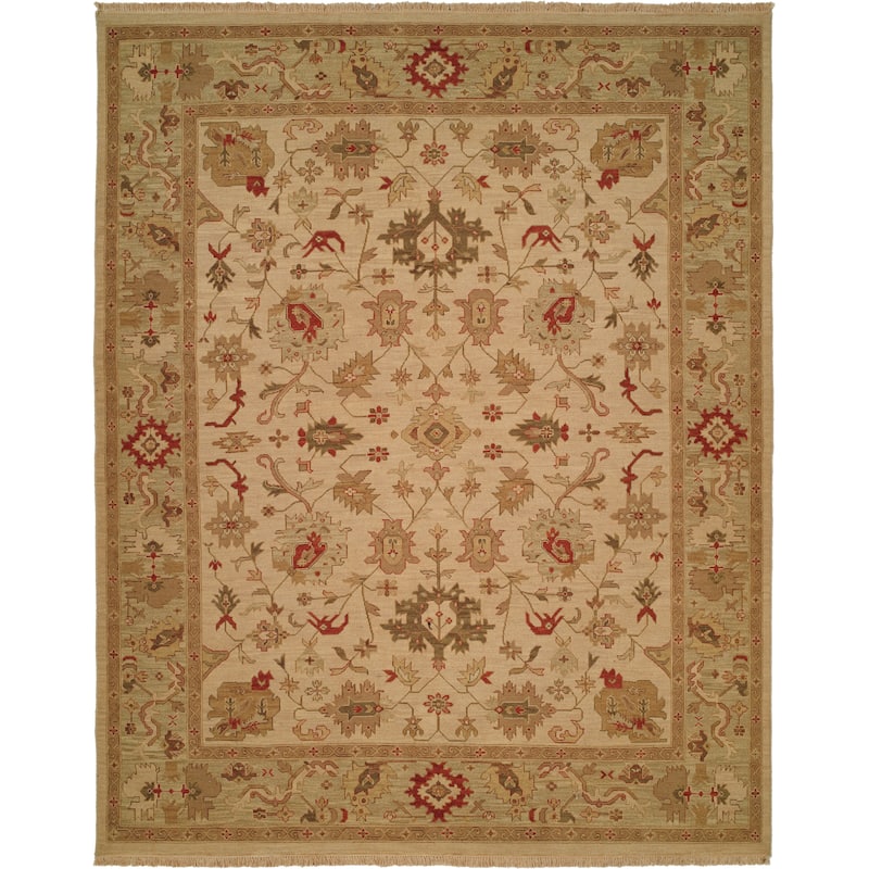 Traditional White Flatweave Wool Area Rug - 6' x 9' - White
